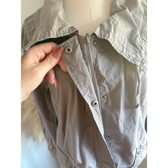 Loft Bomber Jacket Size Large Gray Lightweight Utility Zip Up Coat - Picture 5 of 11